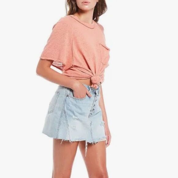 We The Free Free People Boho Oversized Kyoto Tee In Guava Size L - Picture 1 of 7